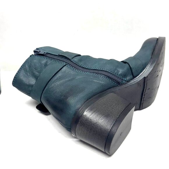 MIZ MOOZ HEELED LEATHER BOOTIE SIDE ZIP 37EU / 7US DARK TEAL Z-118 - Picture 5 of 5